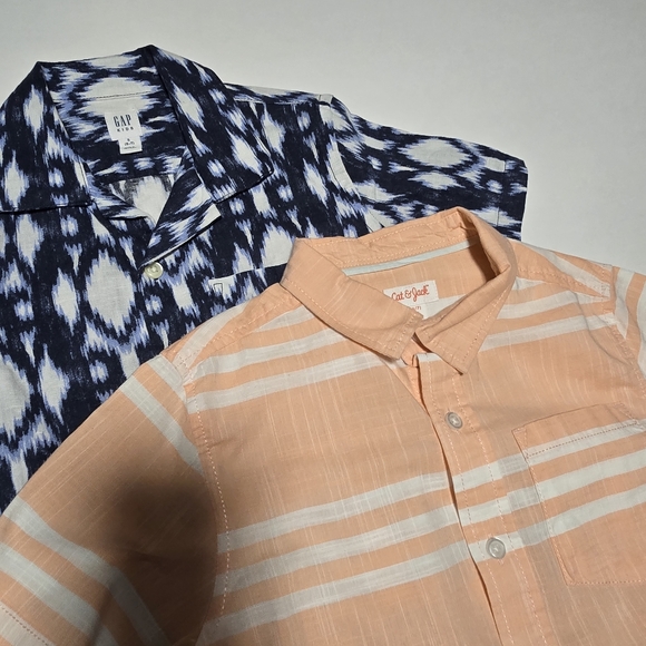 GAP And Cat & Jack Youth Boys' S (6/7)  Button-Down Short-Sleeve Shirts Bundle - Picture 6 of 11